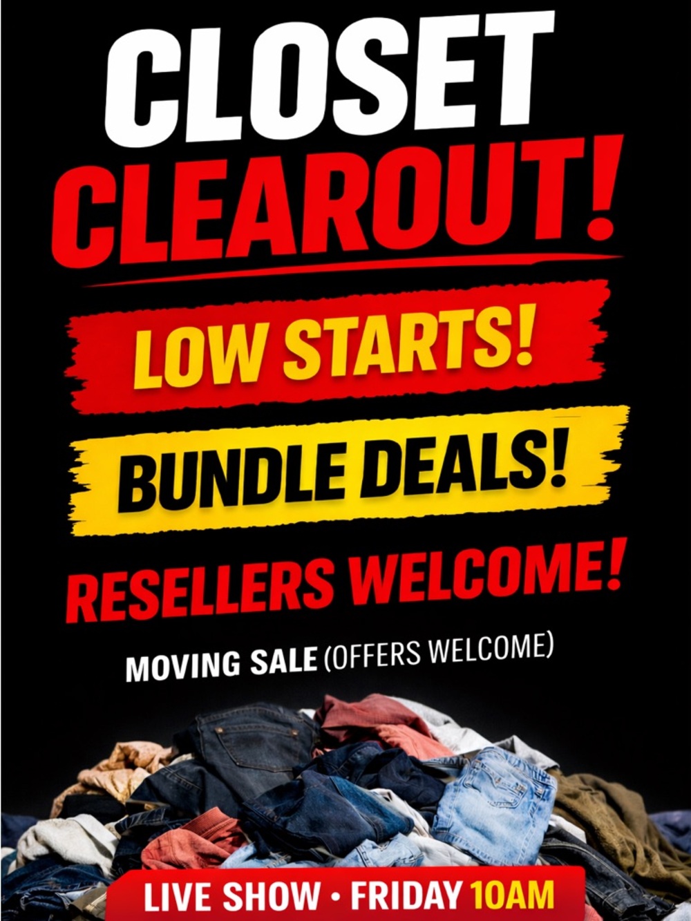 Closet Clearout Sale - Moving!
